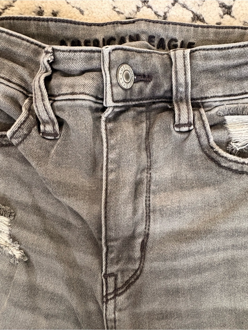 American Eagle Outfitters Washed Gray Distressed Denim Shorts - Picture 5 of 6